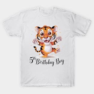 Cute Tiger 5th Birthday Present Wild Animals T-Shirt